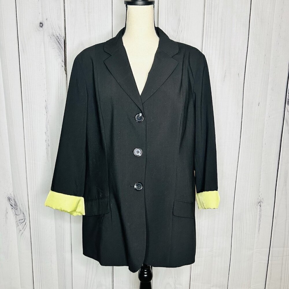 Chico's Blazer Womens Sz 3 XL Black Lined 3-Button Classic
